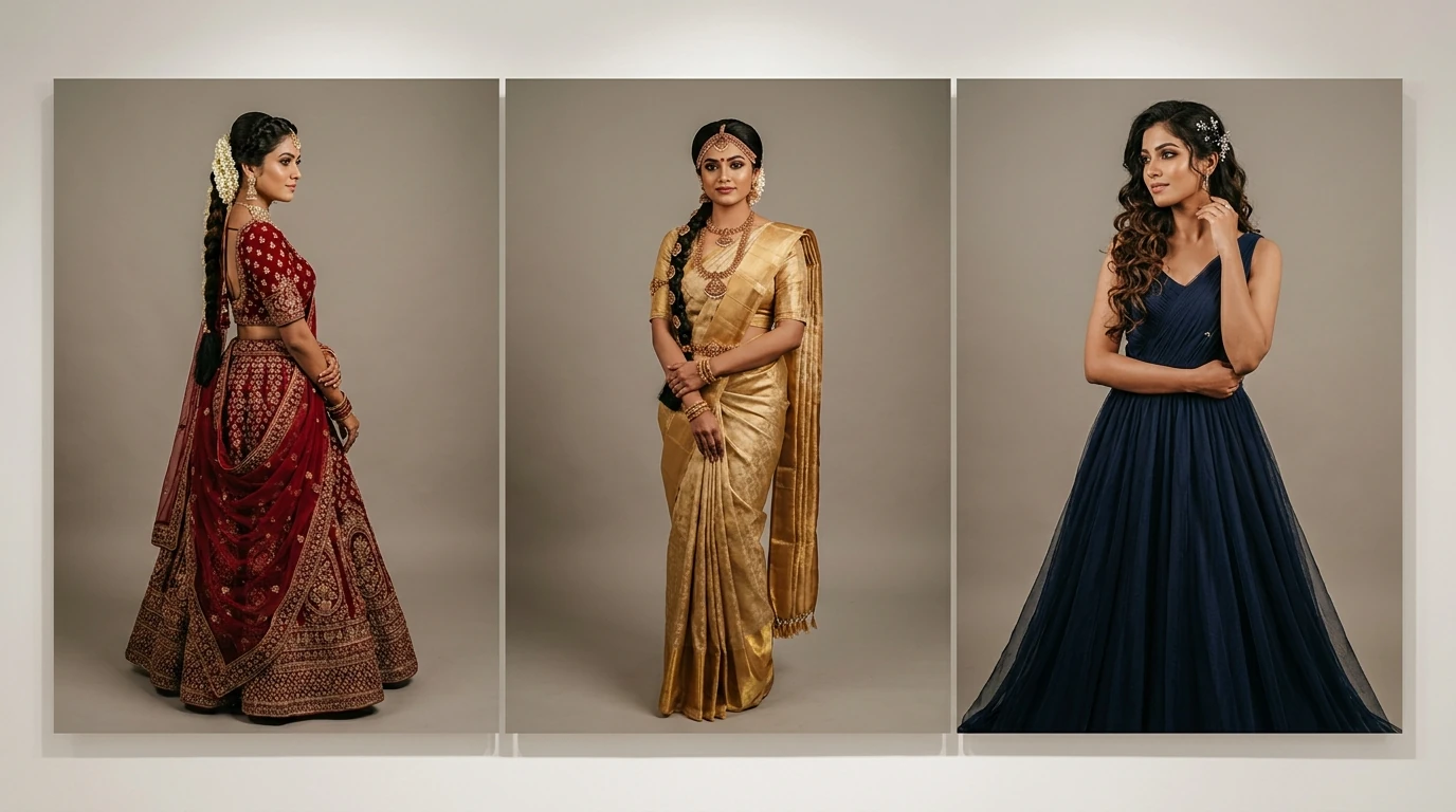 Pairing Your Hairstyle with Lehenga, Saree, or Gown